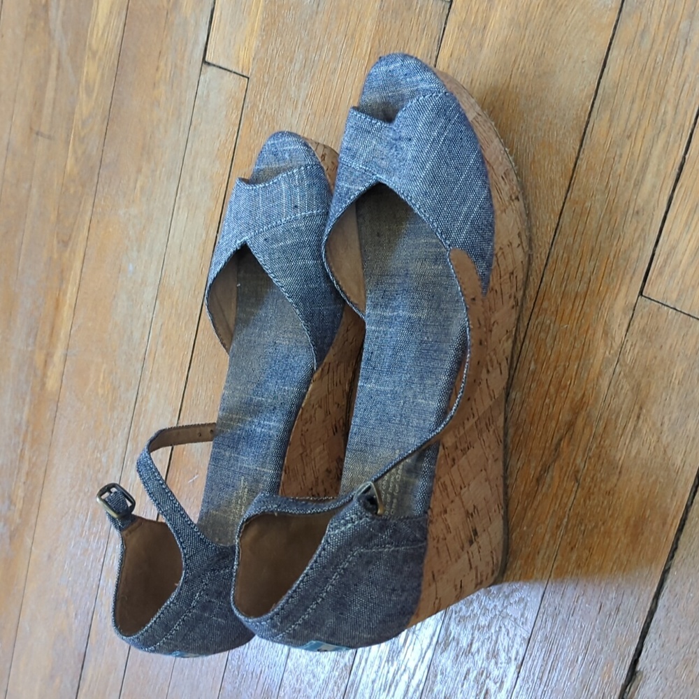 TOMS denim platform sandals